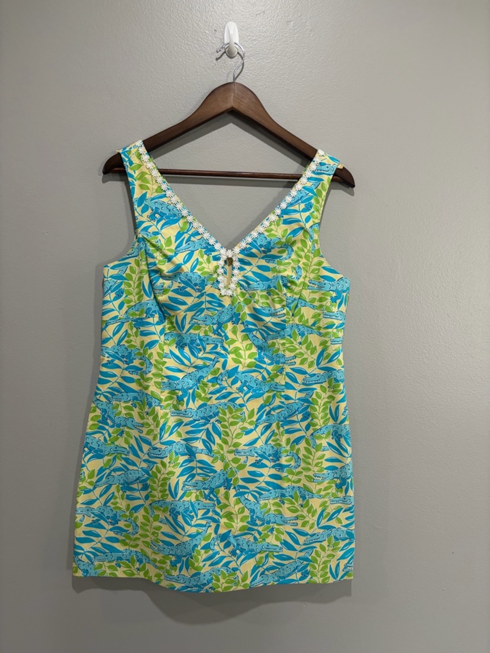 Lilly Pulitzer Alligator Print Shift Dress Size 12P Petite Cotton Tropical